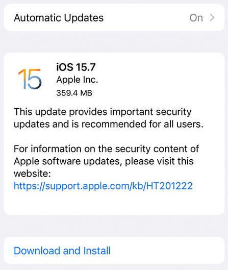 Source: Apple support for updating iPhone or iPad.