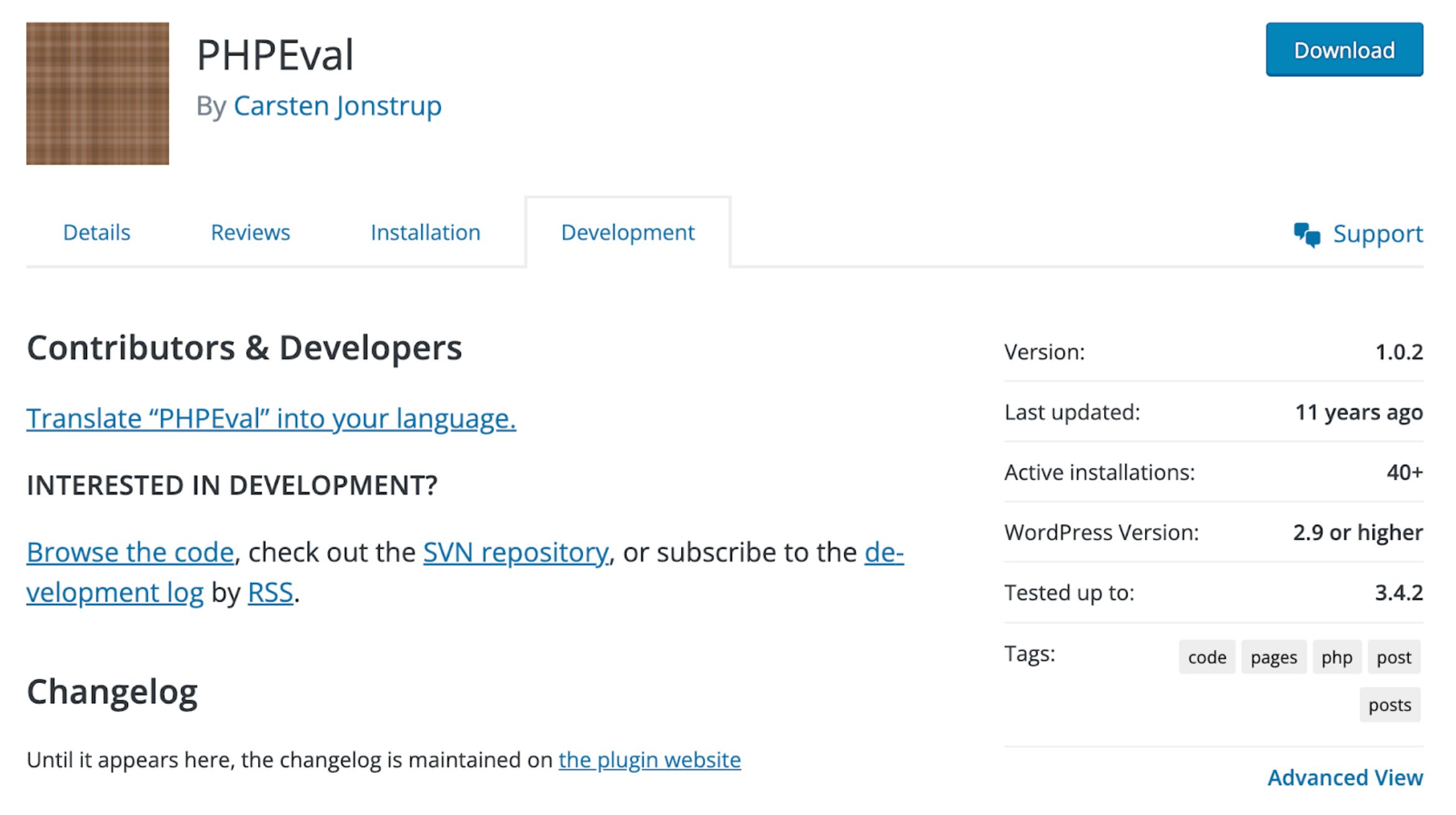 Example of deprecated PHPEval wordpress plugin